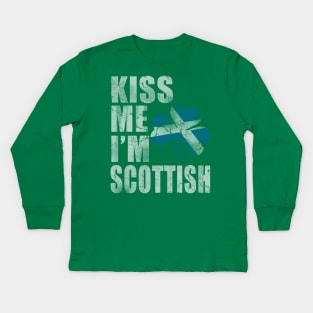 Kiss Me I'm Scottish Irish St Patricks Day Scott Kids Long Sleeve T-Shirt